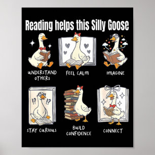 Grappig lezen helpt deze domme ganzen bibliothecar poster