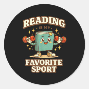 Grappig lezen is favoriete sport boek liefhebber h ronde sticker