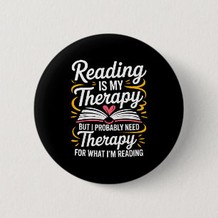 Grappig lezen is therapie boekworm boek meme ronde button 5,7 cm