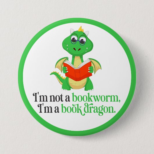 Grappig lezen van boeken - Bookworm Ronde Button 7,6 Cm (Voorkant)