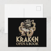 Grappig lezen van Novel Gift Print Kraken Open een Briefkaart (Voorkant / Achterkant)