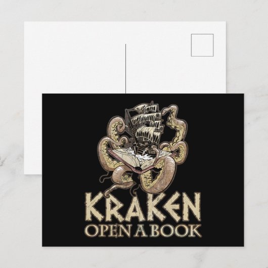 Grappig lezen van Novel Gift Print Kraken Open een Briefkaart (Voorkant / Achterkant)