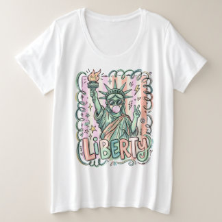 Grappig Liberty Beeld Bubble Gum Patriottisch Grote Maat T-shirt