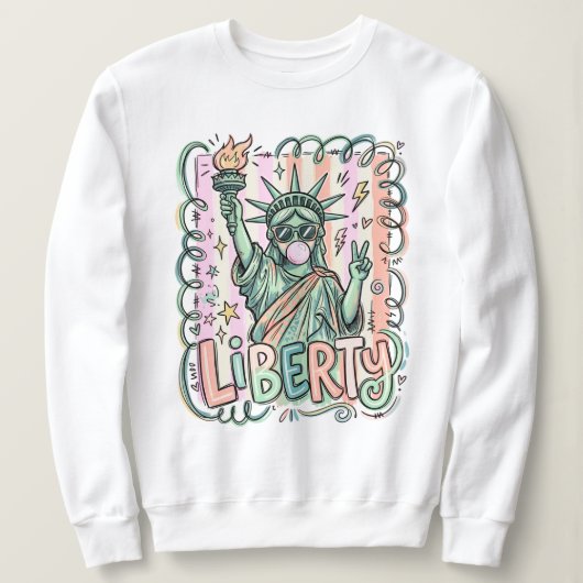 Grappig Liberty Beeld Bubble Gum Patriottisch Trui (Design voorkant)