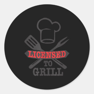 Grappig Licensed Om Grillen BBQ Vlees Papa Gran Ronde Sticker