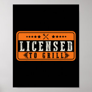 Grappig licentie om BBQ te grillen Poster