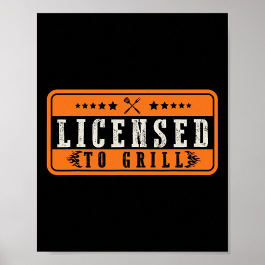 Grappig licentie om BBQ te grillen Poster (Voorkant)