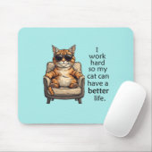Grappig Licht Blauw Kat Thema Mousepad Muismat (Met muis)
