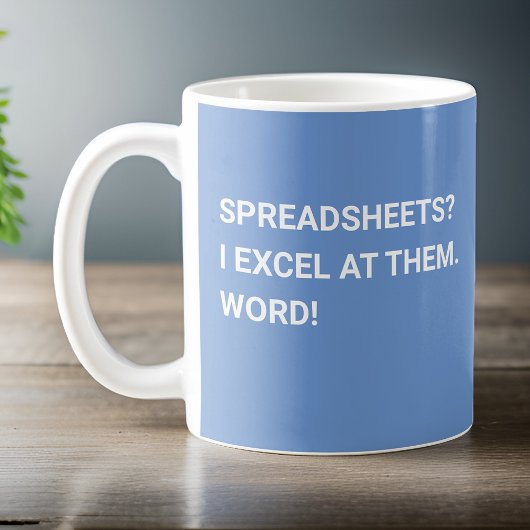 Grappig lichtblauw spreadsheet koffiemok