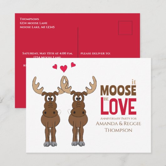 Grappig Lief Jubileumfeestje Wonderlijk Eland Briefkaart (Voorkant / Achterkant)