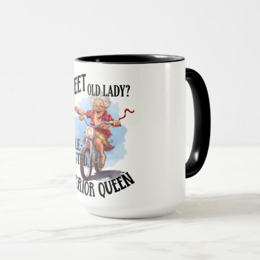 Grappig lief oude dame krijger koningin mok (Voorkant rechts)