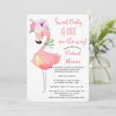 Grappig lief roze flamingo babyshower virtueel fee kaart (Staand voorkant)