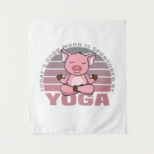Grappig lief varken dat yoga doet. grappige yogaho wandkleed