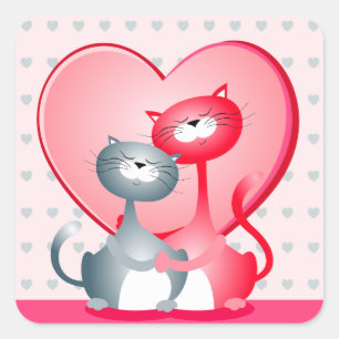 Grappig liefhebbende katten, sticker