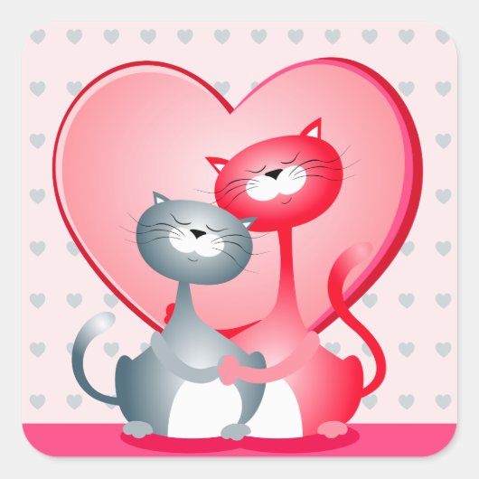 Grappig liefhebbende katten, sticker (Voorkant)