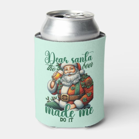 Grappig lieve Kerstman bier woordkunst Blikjeskoeler (Blikje Voorkant)
