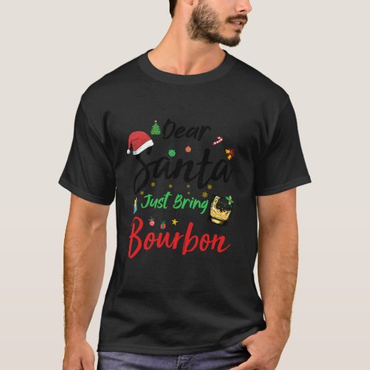 Grappig lieve kerstman gewoon brengen Bourbon kers T-shirt (Voorkant)
