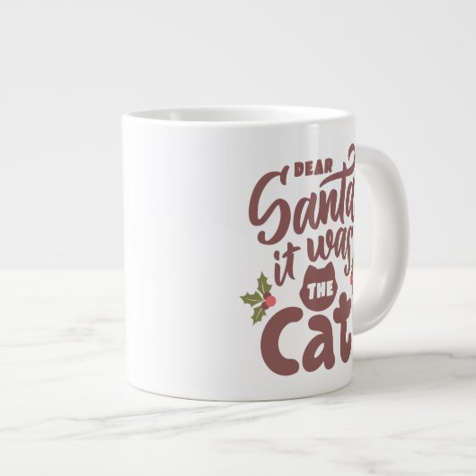 Grappig lieve kerstman, het was het kattenontwerp grote koffiekop (Voorkant rechts)