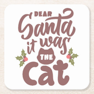 Grappig lieve kerstman, het was het kattenontwerp kartonnen onderzetters