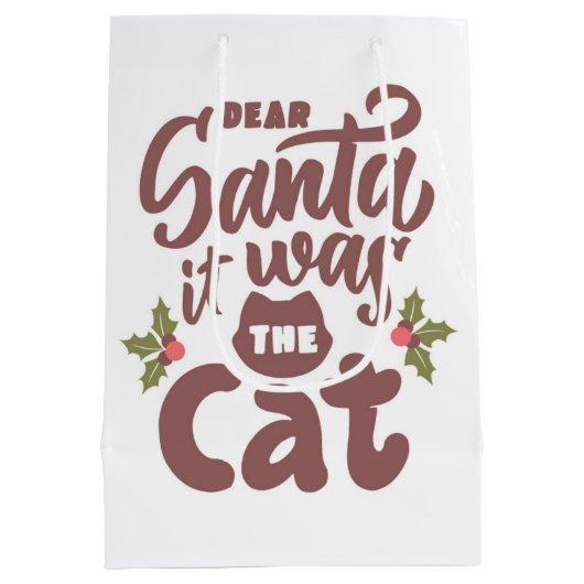 Grappig lieve kerstman, het was het kattenontwerp medium cadeauzakje (Achterkant)
