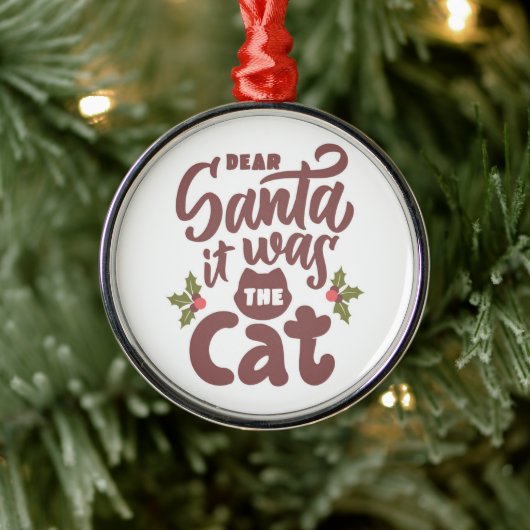 Grappig lieve kerstman, het was het kattenontwerp metalen ornament (Boom)