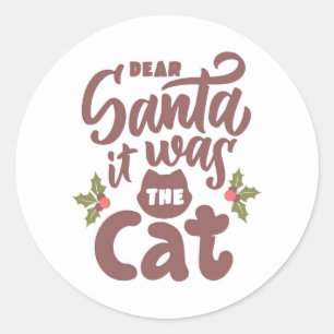 Grappig lieve kerstman, het was het kattenontwerp ronde sticker