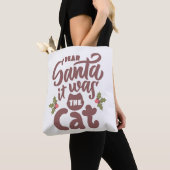 Grappig lieve kerstman, het was het kattenontwerp tote bag (Dichtbij)