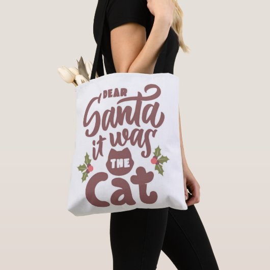Grappig lieve kerstman, het was het kattenontwerp tote bag (Dichtbij)