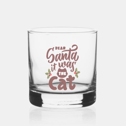 Grappig lieve kerstman, het was het kattenontwerp whisky glas (Voorkant)