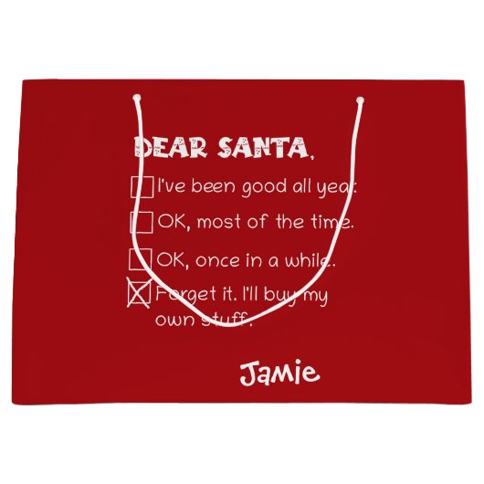 Grappig lieve kerstman ik ben een goede vakantie c groot cadeauzakje (Voorkant)