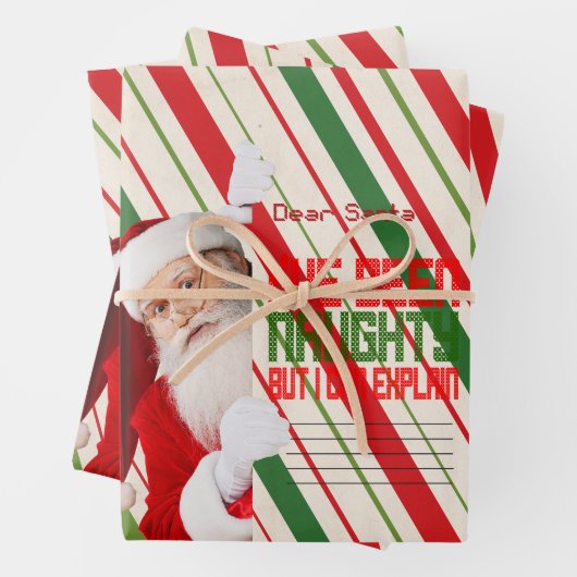 Grappig lieve kerstman ik ben ondeugend citaat gew inpakpapier vel (In situ)