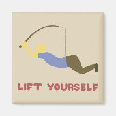 Grappig "Lift Yourself" Man met Gevist Pool Magneet (Voorkant)