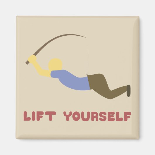 Grappig "Lift Yourself" Man met Gevist Pool Magneet (Voorkant)