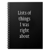 Grappig Lijsten van dingen Humor Notitieboek (Voorkant)