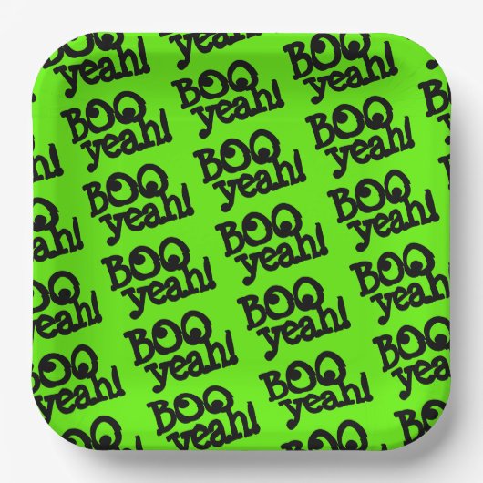 Grappig Lime Green Booyes! Crossed Eyes Halloween Papieren Bordje (Voorkant)