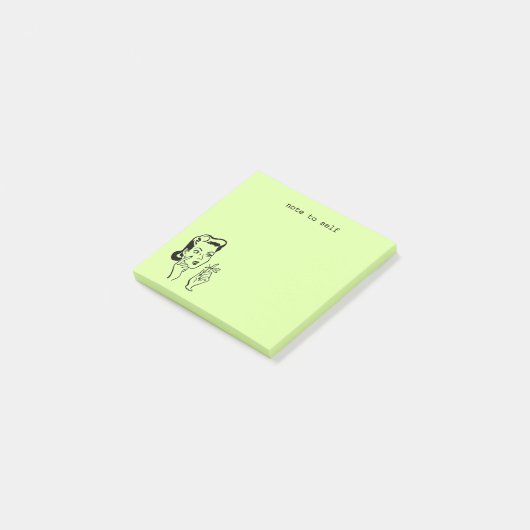 Grappig lime groen retro vrouw huisvrouw memo post-it® notes (Schuin)