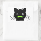 GRAPPIG LIME GROENE SNOR  ZWARTE KAT RECHTHOEKIGE STICKER (Tas)