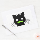 GRAPPIG LIME GROENE SNOR  ZWARTE KAT RECHTHOEKIGE STICKER (Envelop)