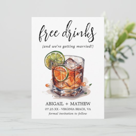 Grappig Limoen Whiskey Cocktails Drink Foto Bruilo Save The Date (Staand voorkant)