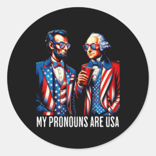 Grappig Lincoln Washington 4 juli Patriotic Pro Ronde Sticker