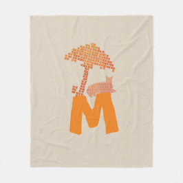 Grappig linnen look rode kat paraplu monogram deke fleece deken