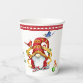 Grappig lint kabouter met vogels kerst papier beke papieren bekers (Achterkant)