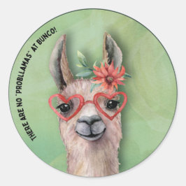 Grappig Llama Bunco Party Ronde Sticker
