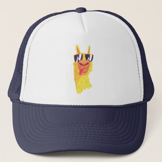 Grappig Llama Gezicht Met Bril Trucker Hoed Pet (Voorkant)