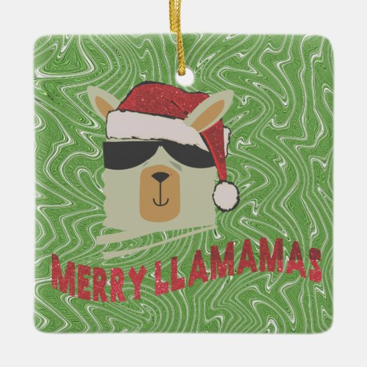 Grappig Llama Kerstversiering - Vrolijk Llama's Keramisch Ornament (Voorkant)