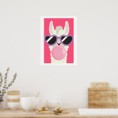 Grappig Llama Poster met Bubblegum voor Kids Kamer (Keuken)