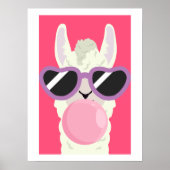 Grappig Llama Poster met Bubblegum voor Kids Kamer (Voorkant)