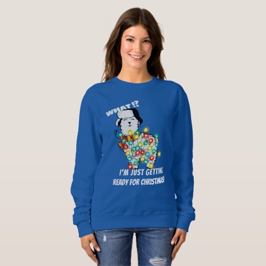 Grappig Llama Sweatshirt - Kerst Lichten Klaar! (Voorkant volledig)