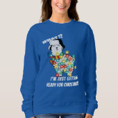 Grappig Llama Sweatshirt - Kerst Lichten Klaar! (Voorkant)