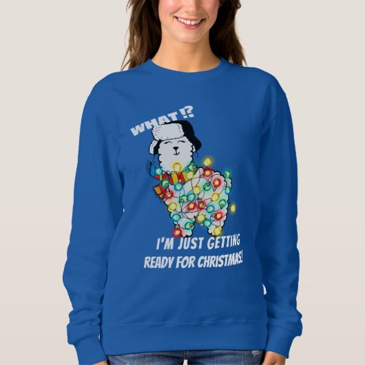 Grappig Llama Sweatshirt - Kerst Lichten Klaar! (Voorkant)